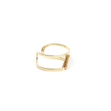 Bague Lisa double anneau et pierre triangle laiton couleur or