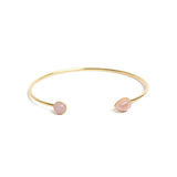 Jonc Denisa deux pierres quartz rose laiton couleur or