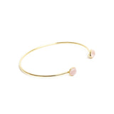 Jonc Denisa deux pierres quartz rose laiton couleur or
