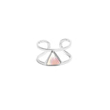 Bague Lisa double anneau et pierre triangle laiton couleur argent