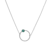 Collier Chloé cercle et pierre laiton rhodié couleur argent