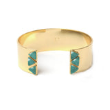 Manchette Lina trois pierres triangles laiton couleur or