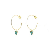 Boucles d'oreilles Lara créoles et pierre triangle laiton couleur or