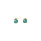 Bague Colette ouverte double pierre laiton couleur or