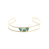 Jonc Linda double et pierres triangles laiton couleur or