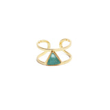 Bague Lisa double anneau et pierre triangle laiton couleur or