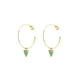 Boucles d'oreilles Lara créoles et pierre triangle laiton couleur or