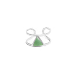 Bague Lisa double anneau et pierre triangle laiton couleur argent