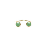 Bague Colette ouverte double pierre laiton couleur or