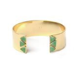 Manchette Lina trois pierres triangles laiton couleur or