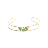 Jonc Linda double et pierres triangles laiton couleur or