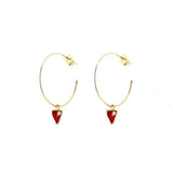 Boucles d'oreilles Lara créoles et pierre triangle laiton couleur or