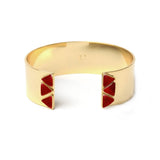 Manchette Lina trois pierres triangles laiton couleur or