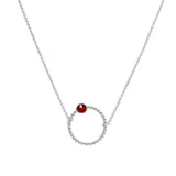 Collier Chloé cercle et pierre laiton rhodié couleur argent