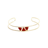 Jonc Linda double et pierres triangles laiton couleur or