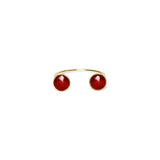 Bague Colette ouverte double pierre laiton couleur or