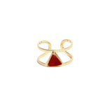 Bague Lisa double anneau et pierre triangle laiton couleur or