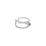 Bague Carole double anneau et pierre laiton rhodié argent