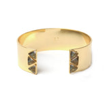 Manchette Lina trois pierres triangles laiton couleur or