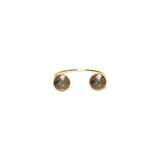 Bague Colette ouverte double pierre laiton couleur or
