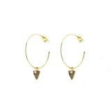 Boucles d'oreilles Lara créoles et pierre triangle laiton couleur or