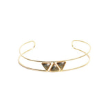 Jonc Linda double et pierres triangles laiton couleur or