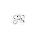 Bague Carole double anneau et pierre laiton rhodié argent