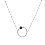 Collier Chloé cercle et pierre laiton rhodié couleur argent