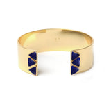 Manchette Lina trois pierres triangles laiton couleur or