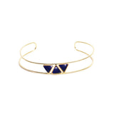 Jonc Linda double et pierres triangles laiton couleur or
