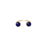Bague Colette ouverte double pierre laiton couleur or