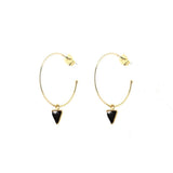 Boucles d'oreilles Lara créoles et pierre triangle laiton couleur or