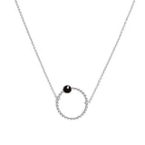 Collier Chloé cercle et pierre laiton rhodié couleur argent