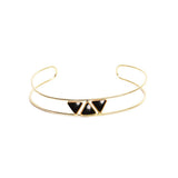 Jonc Linda double et pierres triangles laiton couleur or