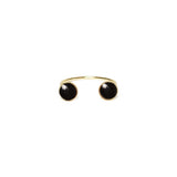 Bague Colette ouverte double pierre laiton couleur or