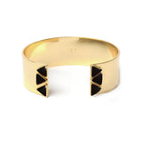 Manchette Lina trois pierres triangles laiton couleur or