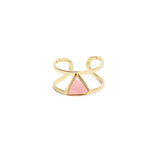 Bague Lisa double anneau et pierre triangle laiton couleur or