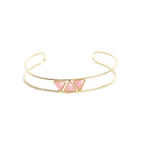 Jonc Linda double et pierres triangles laiton couleur or