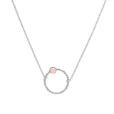 Collier Chloé cercle et pierre laiton rhodié couleur argent