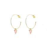 Boucles d'oreilles Lara créoles et pierre triangle laiton couleur or