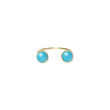 Bague Colette ouverte double pierre laiton couleur or