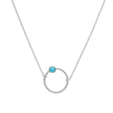 Collier Chloé cercle et pierre laiton rhodié couleur argent