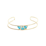 Jonc Linda double et pierres triangles laiton couleur or