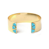 Manchette Lina trois pierres triangles laiton couleur or