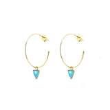 Boucles d'oreilles Lara créoles et pierre triangle laiton couleur or