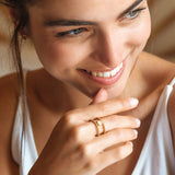 Bague Carole double anneau et pierre laiton couleur or