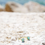Bague Colette ouverte double pierre laiton couleur or
