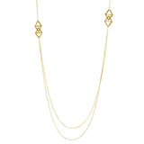 Sautoir double chaine et triangle laiton couleur or