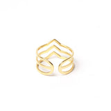 Bague Louise ajourée triples anneaux et triangles laiton couleur or