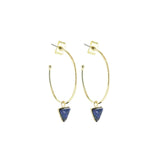 Boucles d'oreilles Lara créoles et pierre triangle laiton couleur or